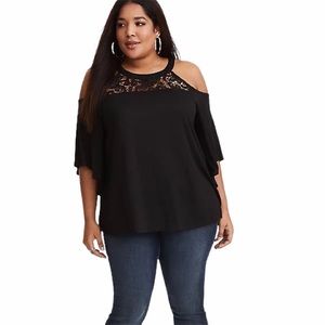 Torrid Crochet Cold Shoulder Top
